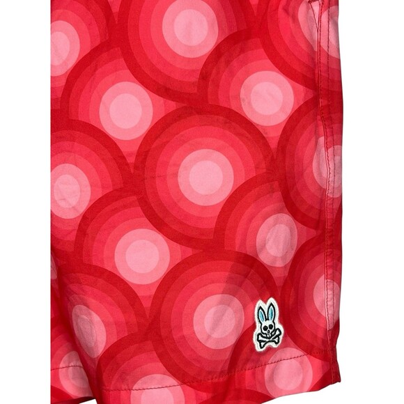 Psycho Bunny Mens XL Swim Trunks Red Geometric Print Lined Board Shorts Beach - Picture 4 of 13